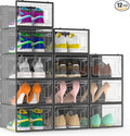 12 Pack Large Stackable Clear Plastic Shoe Storage Boxes Organizer by Unknown