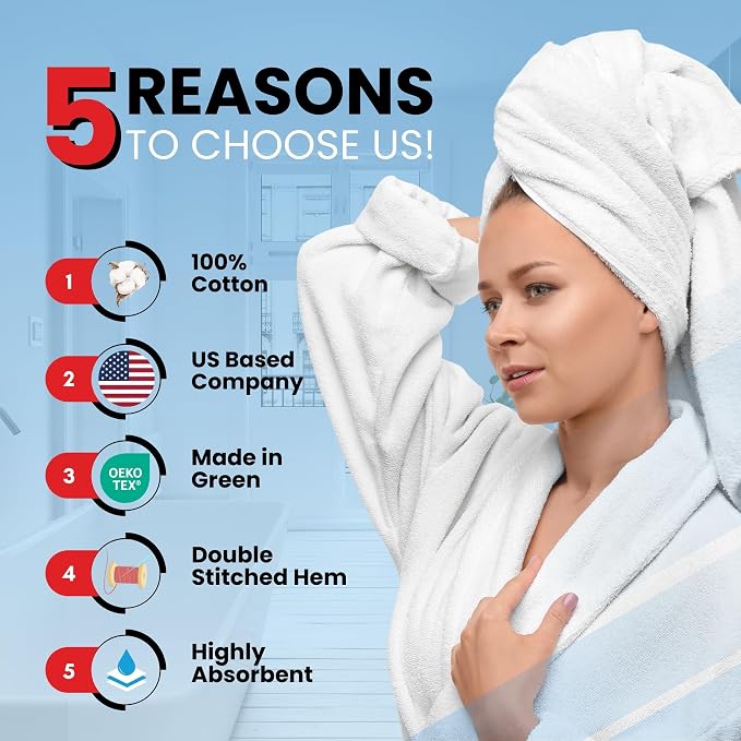 Infinitee Xclusives 100% Cotton Bath Towel Set – 8 Piece Bathroom Towel Set | – - Image 2
