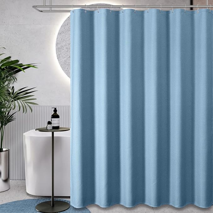 Dynamene Extra Long Waffle Shower Curtain 256 GSM 72"x90" Moonlight Blue - Image 2