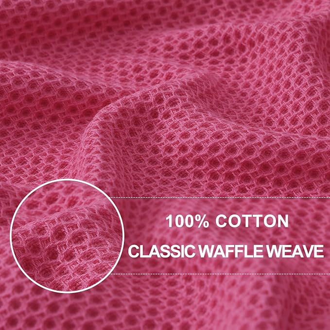 Homaxy 100% Cotton Waffle Weave Kitchen Dish Towels 8-Pack, Hot Pink | 13 x 28 - Image 2