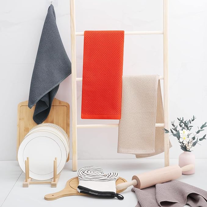 Homaxy 100% Cotton Waffle Weave Kitchen Dish Towels 6-Pack, Ultra Soft - Image 6