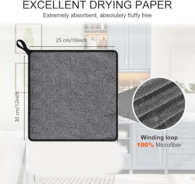 Cleaning Wipes Cloths, Shower Doors Drying Towels, 12 * 10” Streak Free Glass - Image 6