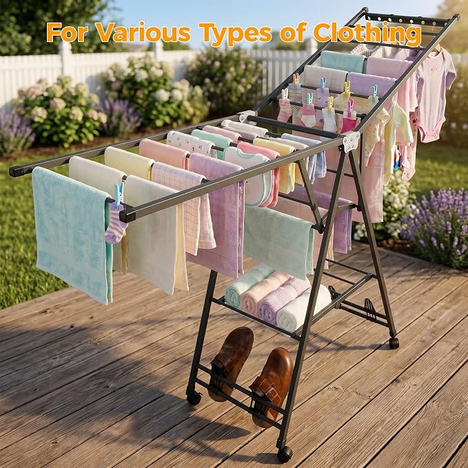Clothes Rack, 3-Tier Drying Hanger, - Image 9