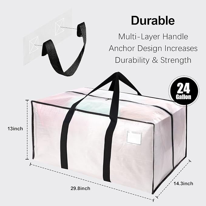 VELVETSURE 6 Pack Heavy Duty Large Moving Bags W/Backpack Straps - Image 2