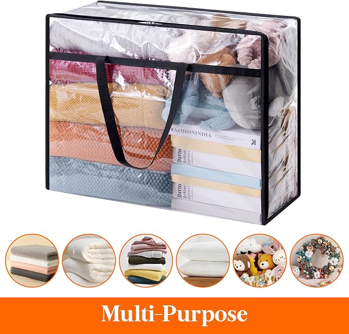 Lifewit 2 Pack Clear Clothes Storage Bags, 95L Plastic Blanket Storage Bag - Image 5