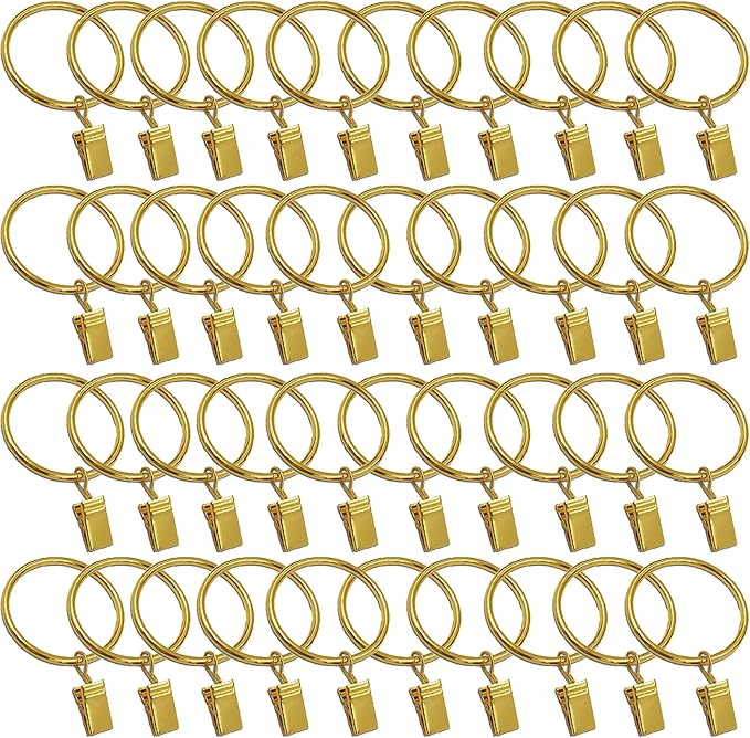40 Pack Curtain Rings with Clips, Window Clip Rings Curtain Hooks Hangers Clip by Azmoncy