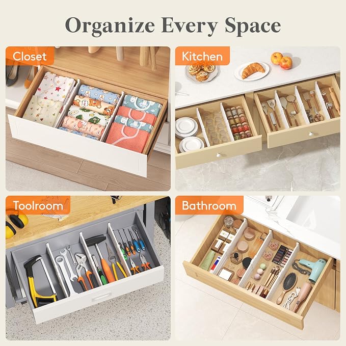 Lifewit 5" Tall Drawer Dividers, Adjustable Deep Drawer Organizer Clothes | 5 - Image 8