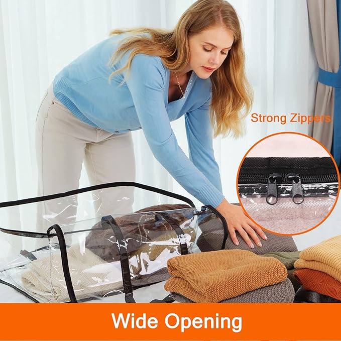 3 Pack Clear Storage Bags 110L Over-Sized Clothes Bags - Image 5
