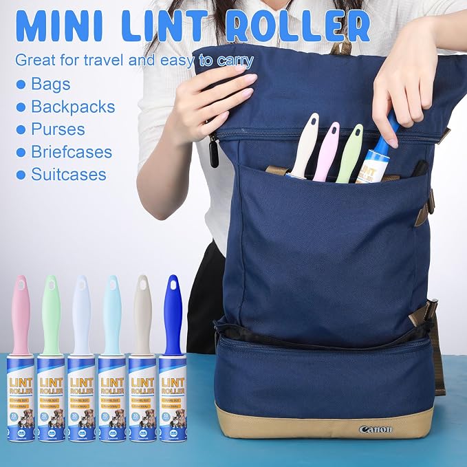 Hushee 24 Pack Mini Lint Rollers, 720 Sheets 6" Pet Hair - Image 6