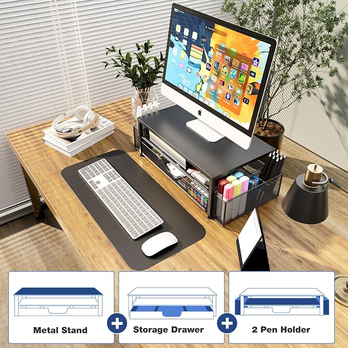 Desk Organizer and Accessories, 2-Tier Computer Monitor Stand Riser - Image 6