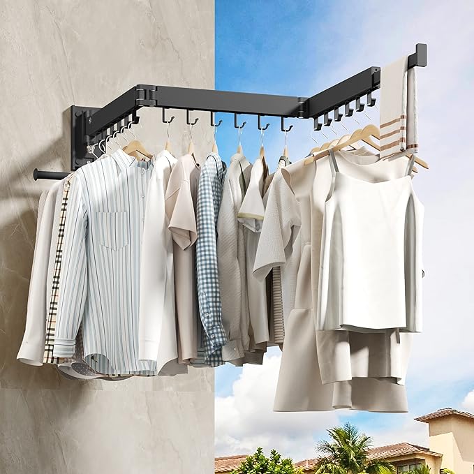 HEILAIYI Wall Mounted Clothes Hanger, Clothes Drying Rack, Laundry Drying Rack - Image 5