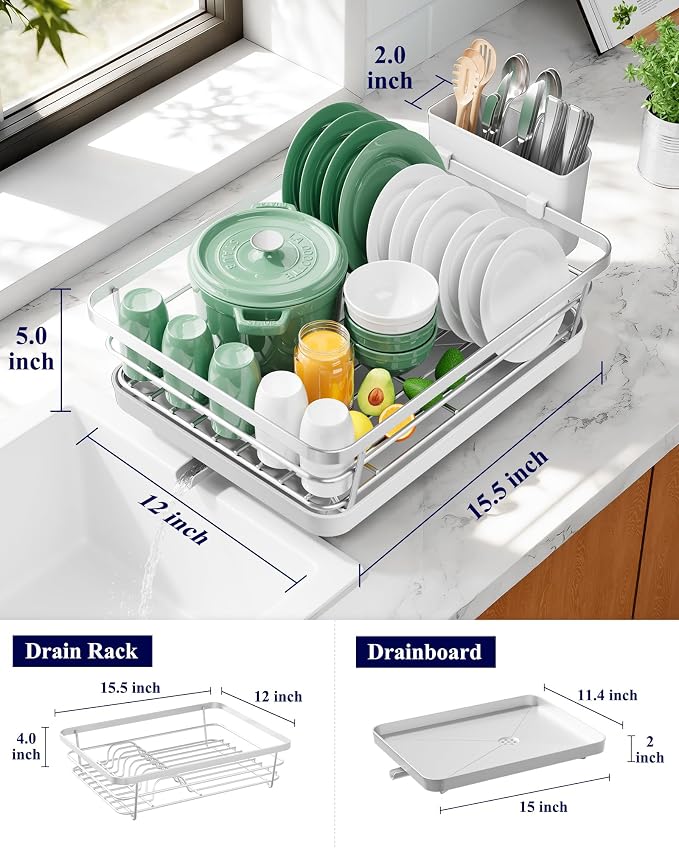 Kitsure Dish Drying Rack for Kitchen Counter, Cutlery Holder, Home and - Image 2