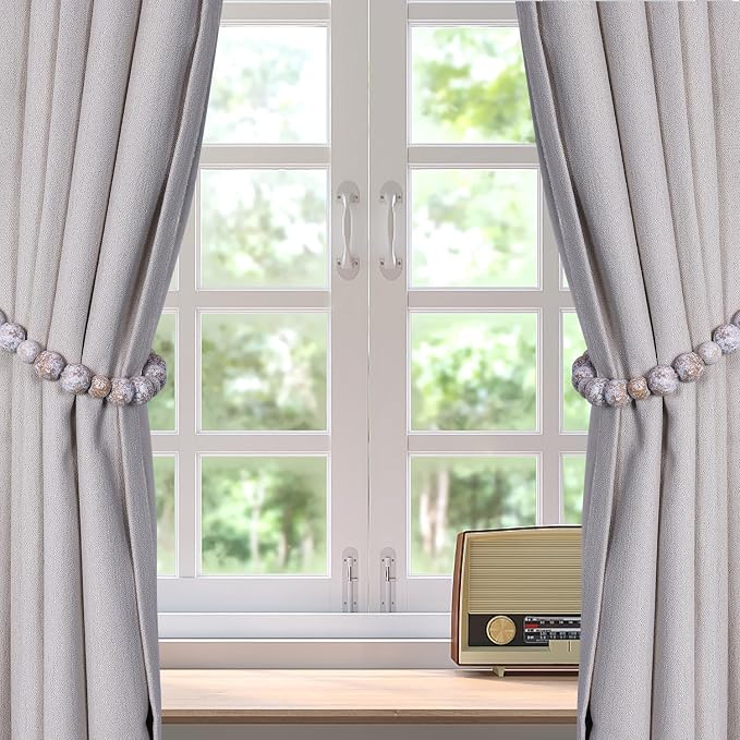 KLOGTSIND Wood Bead Curtain Tiebacks, 4 Pack Curtain Tie Backs - Image 7