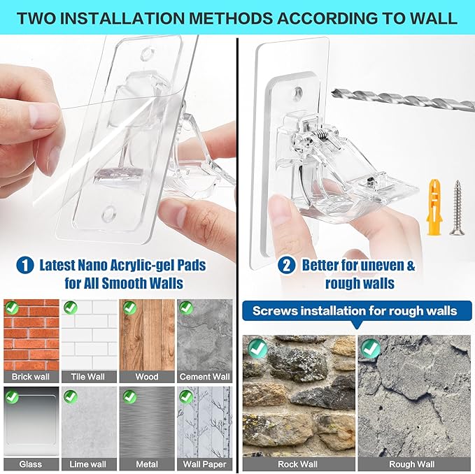 4 Pack No Drill Curtain Rod Brackets, Adhesive Curtain Rod Holders, Curtain Rod - Image 4