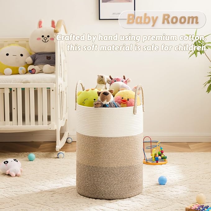 Artfeel Laundry Basket, Woven Cotton Rope Laundry Hamper, 100L - Image 3