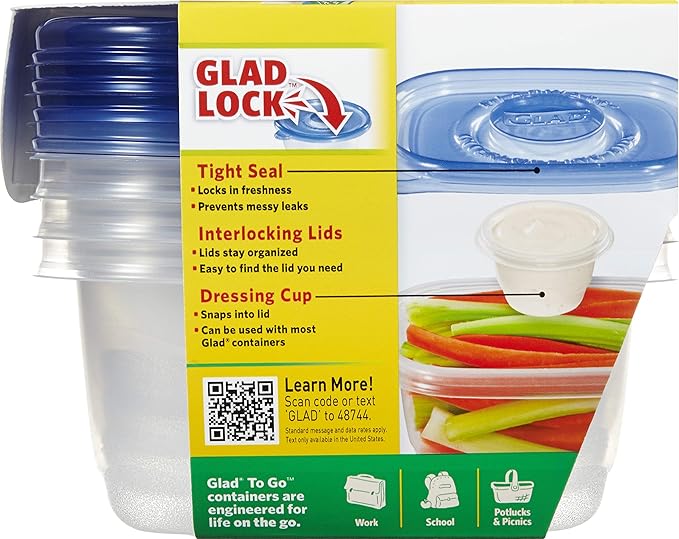 Glad GladWare To-Go Medium Rectangle Snack Containers, 24 Oz, 6-Pk | BPA-free - Image 6