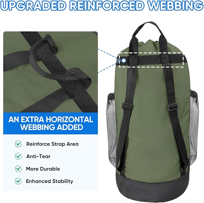 BALEINE 2PK 120L Laundry Bag Backpack, 900D Oxford Fabric Large Travel Laundry - Image 2