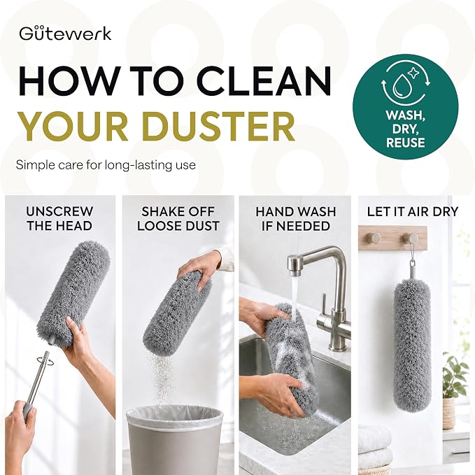 GÜTEWERK Extendable Microfiber Duster, 55 Inch - Image 6