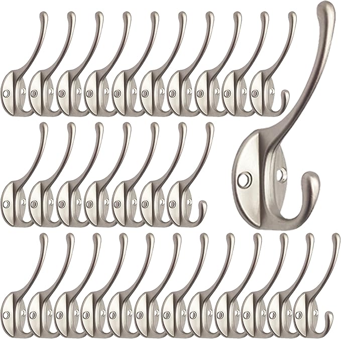 30 Pack Heavy Duty Silvery Dual Coat Hooks by IBosins