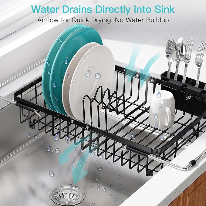 JASIWAY Black Dish Drying Rack Over the Sink - Image 6