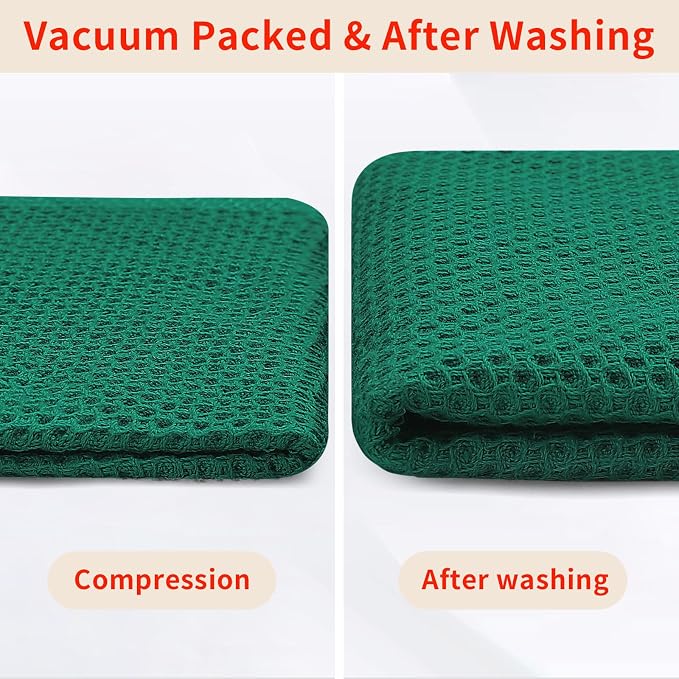 Homaxy 100% Cotton Waffle Weave Kitchen Dish Cloths 8-Pack, Dark Green | 12 x - Image 7