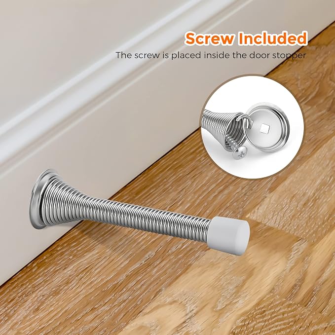 Ravinte Door Stoppers, 6 Pack Satin Nickel Spring Door Stops | Stoppers - Image 5