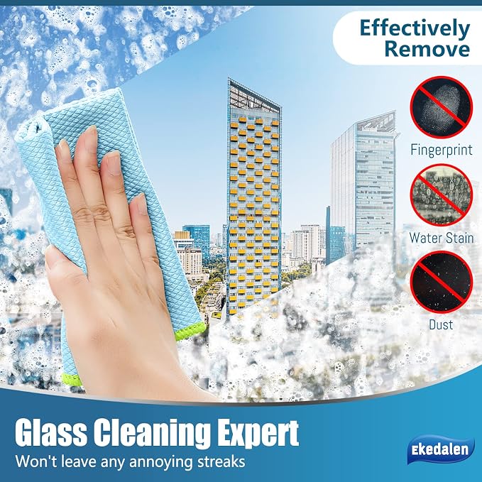Ekedalen Microfiber Cleaning Cloth Lint Free Glass Polish, Light Blue - Image 5