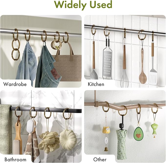 Amazer Plastic Shower Curtain Rings, O Shape Amber Brown Shower Curtain Hooks - Image 7