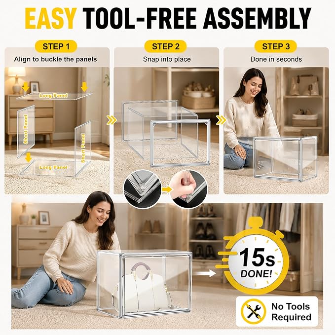 10 Pack Clear High-Top Sneaker Storage Box, Acrylic Shoe Organizer - Image 8