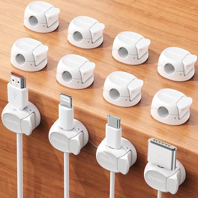 12Pack Cord Organizer Cable Clips, Chfeila Cord Holder, Desk Cable Management by Chfeila