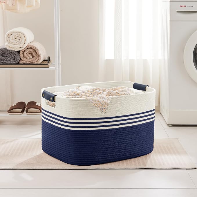 100L Large Woven Laundry Basket Hamper - Image 3