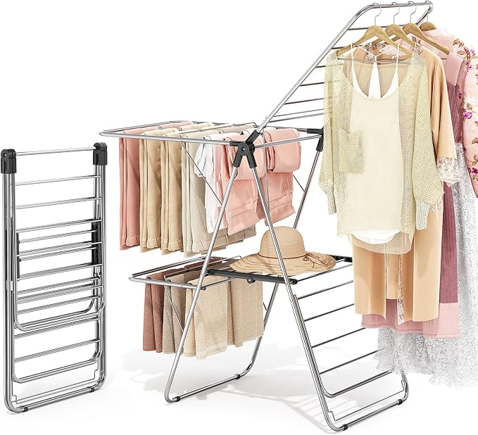 Large Stainless Steel Clothes Drying Rack by APEXCHASER