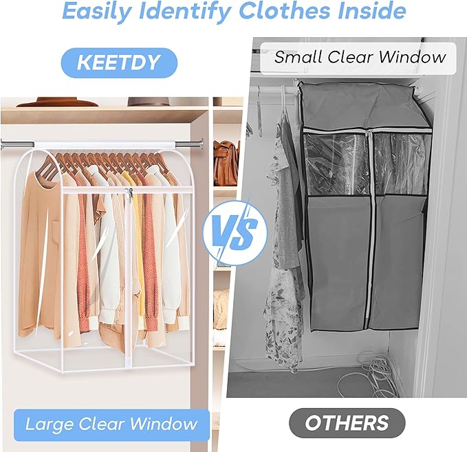 35" Hanging Garment Bags for Closet Storage Large Clear Garment Bags for - Image 3