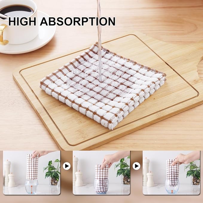 Kitinjoy Cotton 8 Pack Terry Kitchen Towels, Mix Colour - Image 3
