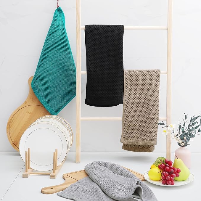 Homaxy 100% Cotton Waffle Weave Kitchen Dish Towels 24-Pack, Tan | 13 x 28 - Image 6