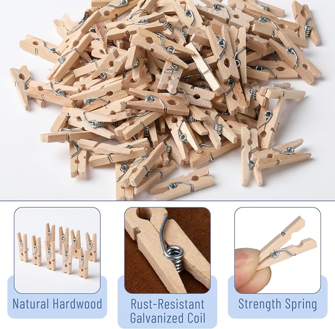 Mr. Pen- Wooden Clothes Pins for Craft, Natural Wood, 1 Inch | Mini Clothes - Image 4