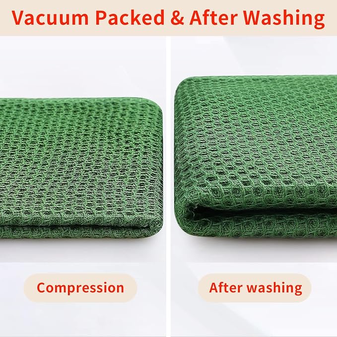 Homaxy 100% Cotton Waffle Weave Kitchen Dish Cloths 24-Pack, Grass Green | 12 x - Image 7