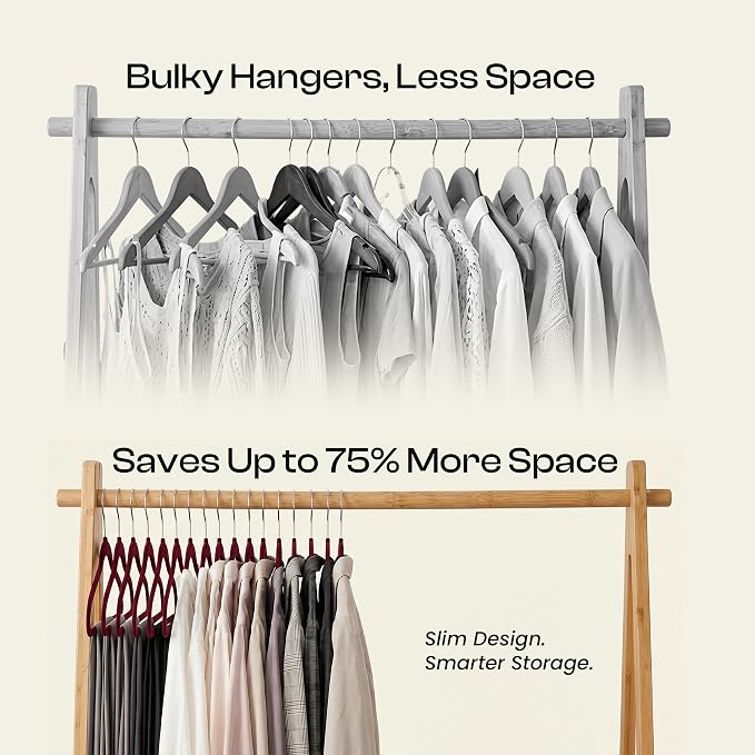 Utopia Home Velvet Hangers, 50 Pack | Luxury Non-Slip Slim Pant & Coat Hangers - Image 6
