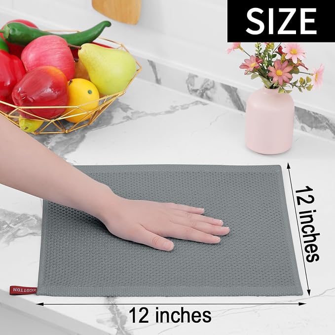 Homaxy 100% Cotton Waffle Weave Kitchen Dish Cloths 12-Pack, Ultra Soft - Image 5