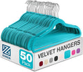 Zober Turquoise Velvet Hangers 50 Pack, Slim Non Slip Clothes Hangers | Slim by ZOBER
