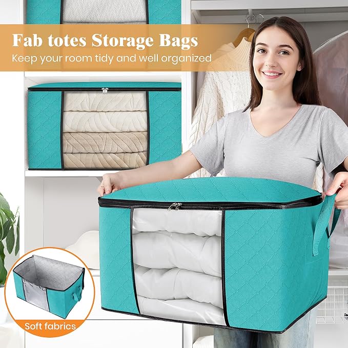 4 Pack Storage Bags for Clothes Blanket Storage Bins - Image 5