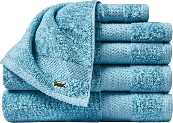 Lacoste Heritage Supima Cotton 6-Piece Towel Set, Celestial | Highly Absorbent by Unknown