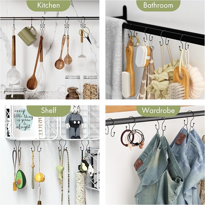 AmazerBath Shower Curtain Hooks Black Shower Curtain Rings - Image 7