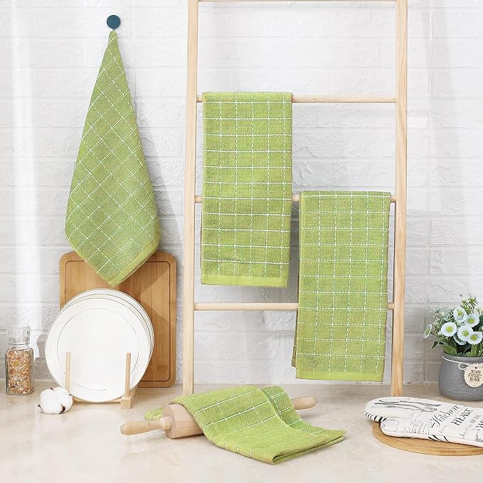 Homaxy 100% Cotton Terry Kitchen Towels, 12 Pack, Sage Green - Image 6