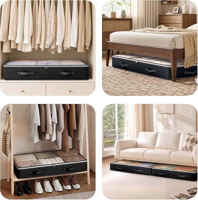 95L Under Bed Storage Containers, 6 Pack Clothes Storage Bins | Foldable - Image 8