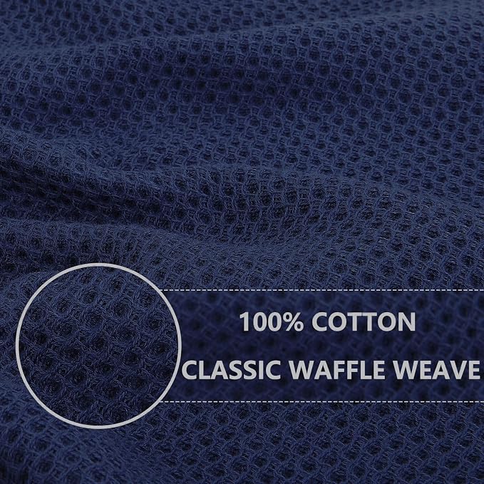 Homaxy 100% Cotton Waffle Weave Kitchen Dish Towels 4-Pack, Dark Navy | 13 x 28 - Image 2