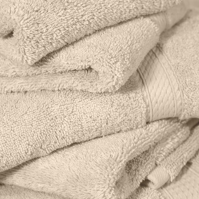 SUPERIOR Egyptian Cotton Ultra Plush & Absorbent, 6 Piece Set, Cream | Quick Dry - Image 8