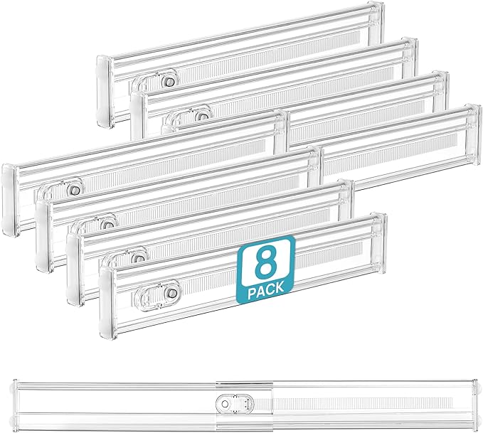 Vtopmart 2.36" Short Upgrade Drawer Dividers 12.8"-22.3" Expandable 8 Pack | by Vtopmart