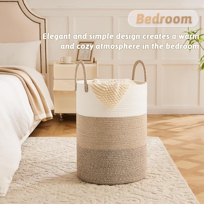 Artfeel Laundry Basket, Woven Cotton Rope Laundry Hamper, 100L - Image 4