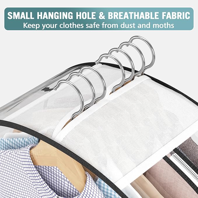 Liuoud Clear Garment Bags for Hanging Clothes 10” Gusseted, 6 Pack, 40” | Suit - Image 5